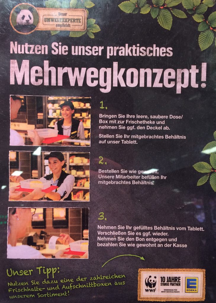 edeka inviting people to avoid packed products in plastic and for them to bring their own containers