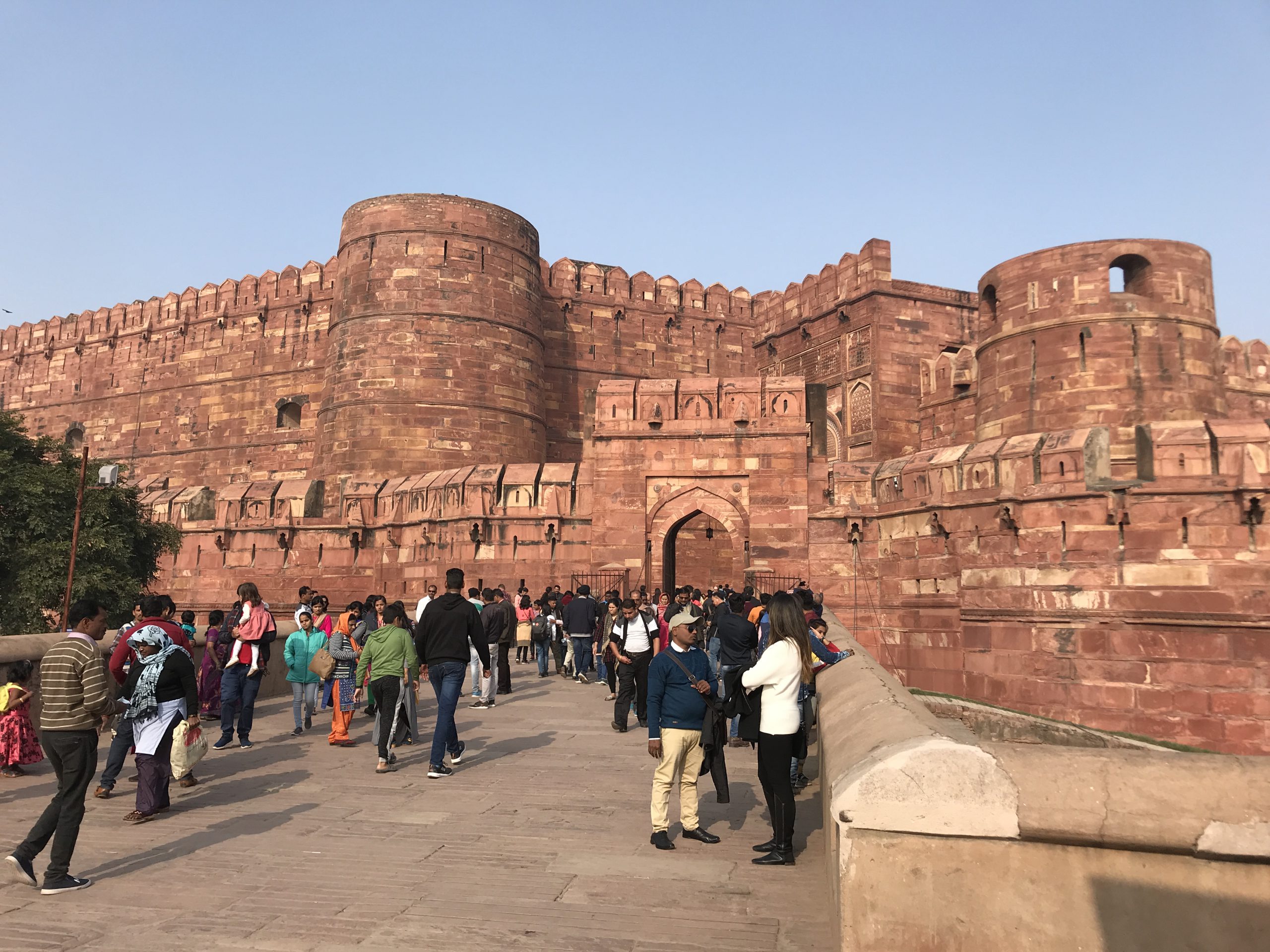 Agra Fort Red Fort in Agra India World Herritage Site Mughal building and architecture of red sandstone typical before the marble constructions like the Taj Mahal
