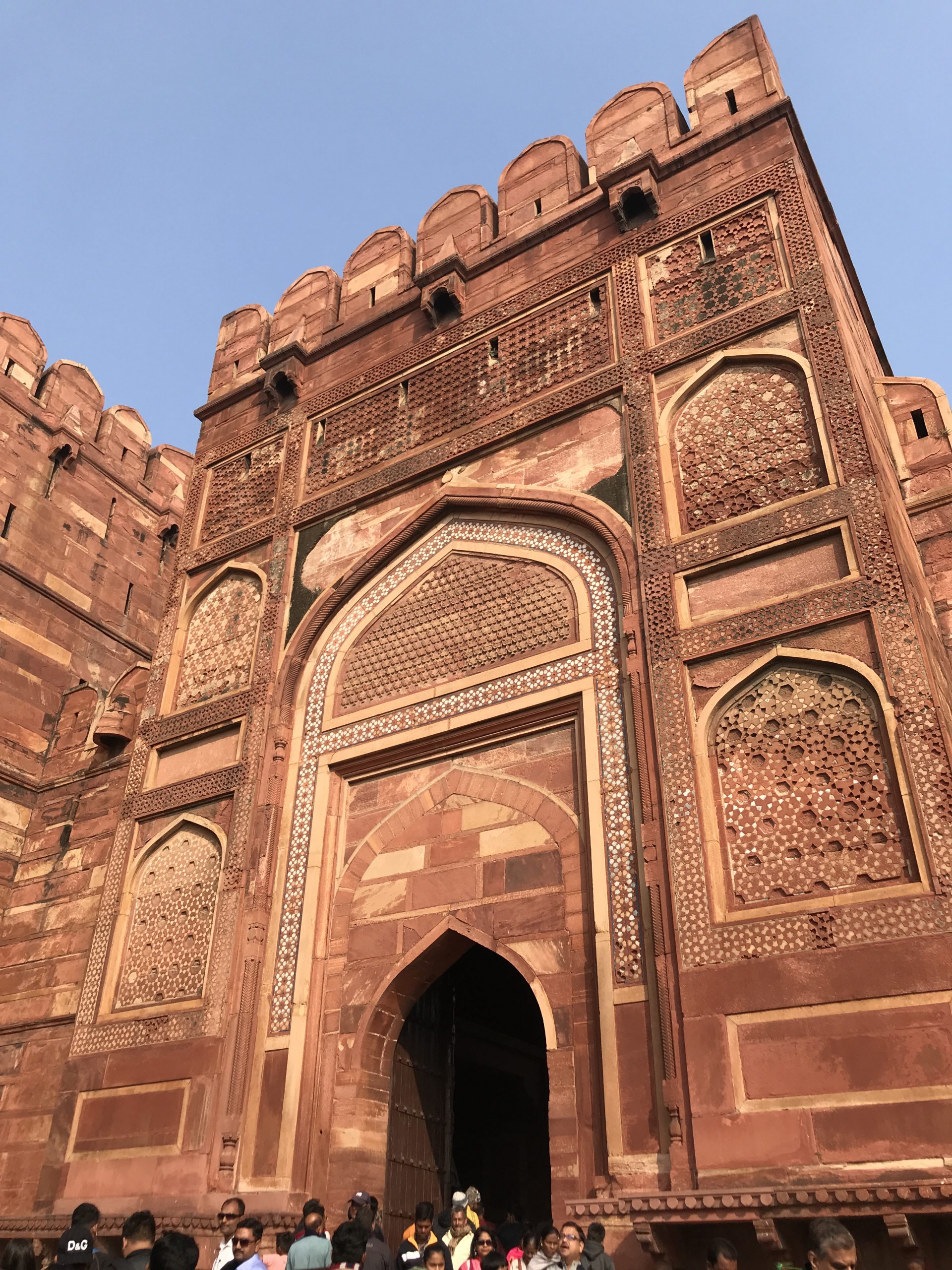 Agra Fort Red Fort in Agra India World Herritage Site Mughal building and architecture of red sandstone typical before the marble constructions like the Taj Mahal