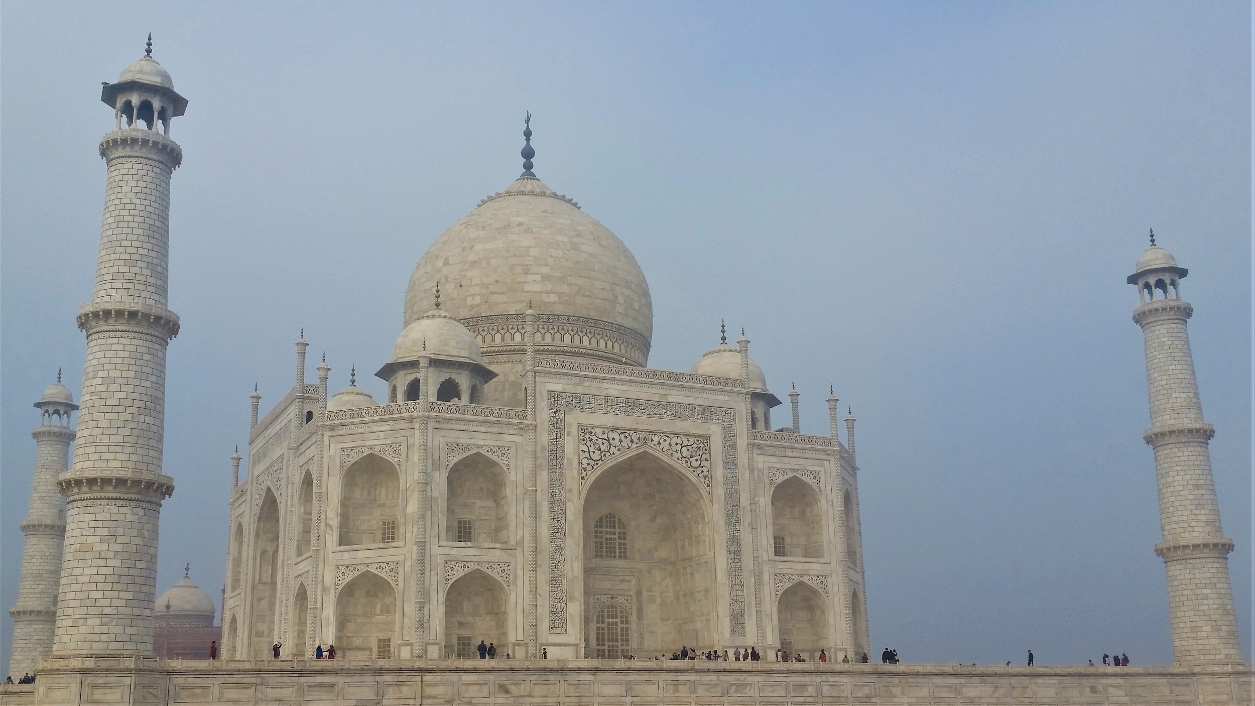Taj Mahal from close with all of its details on the marble