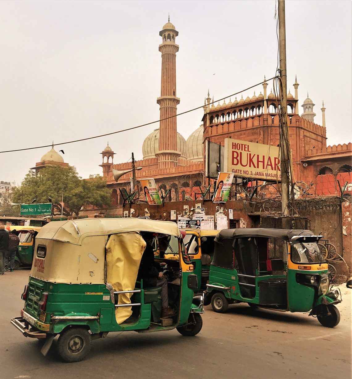 Rickshaw in front of Jama Masjid in Delhi, India