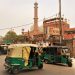 Rickshaw in front of Jama Masjid in Delhi, India