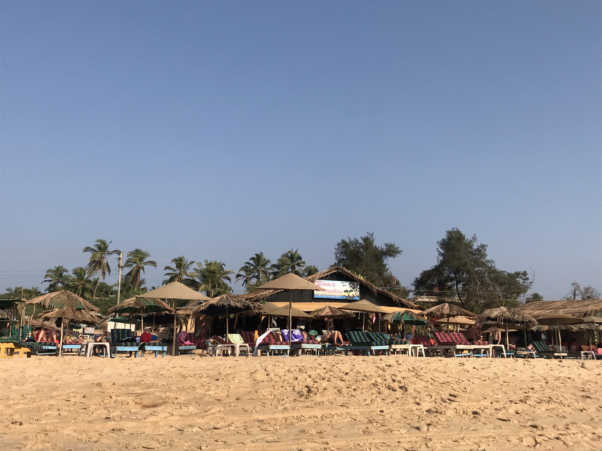 Shacks on the beach in Candolim Goa India