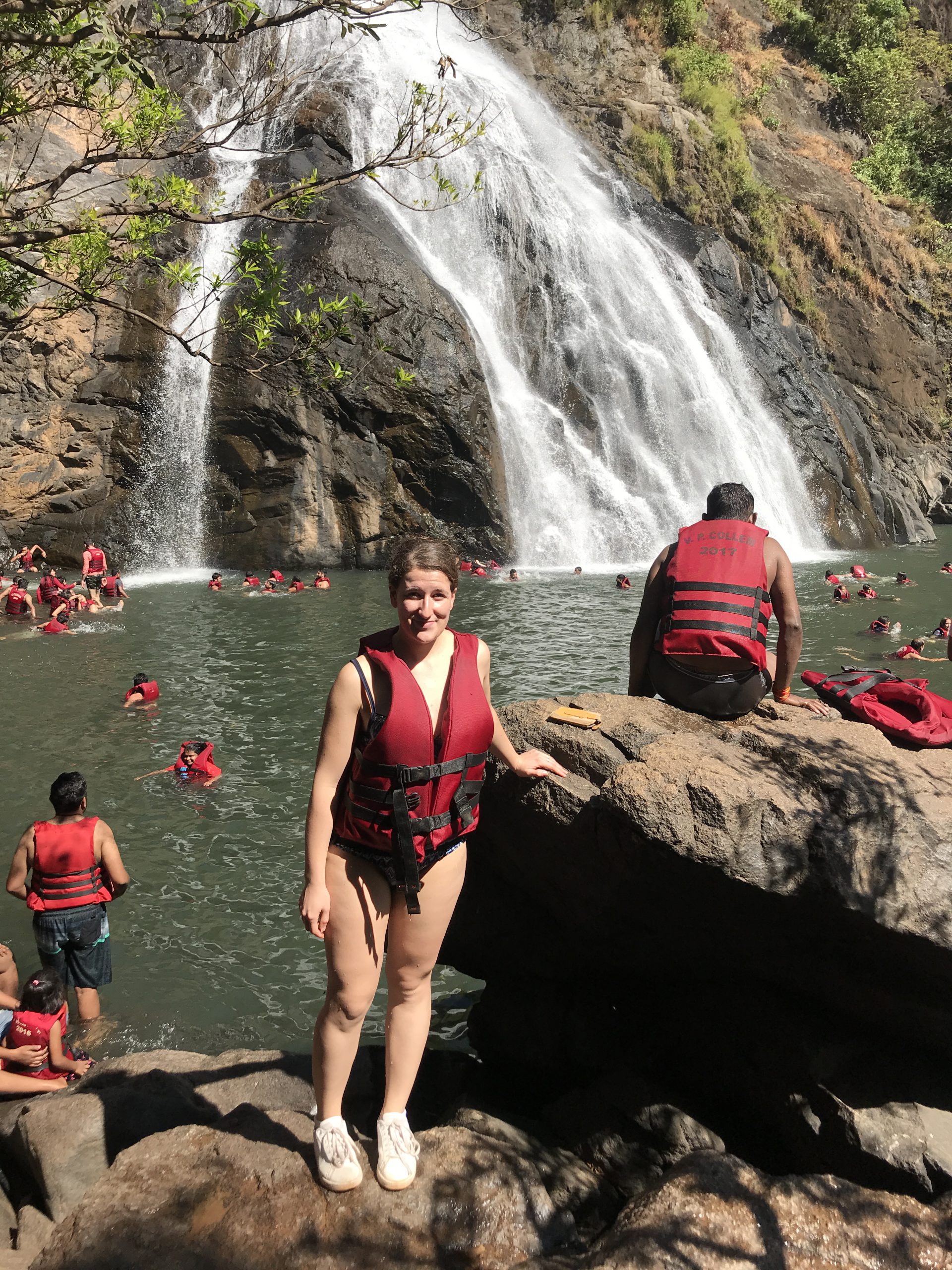 Visiting Dudhsagar Falls in Goa India on New Year's day