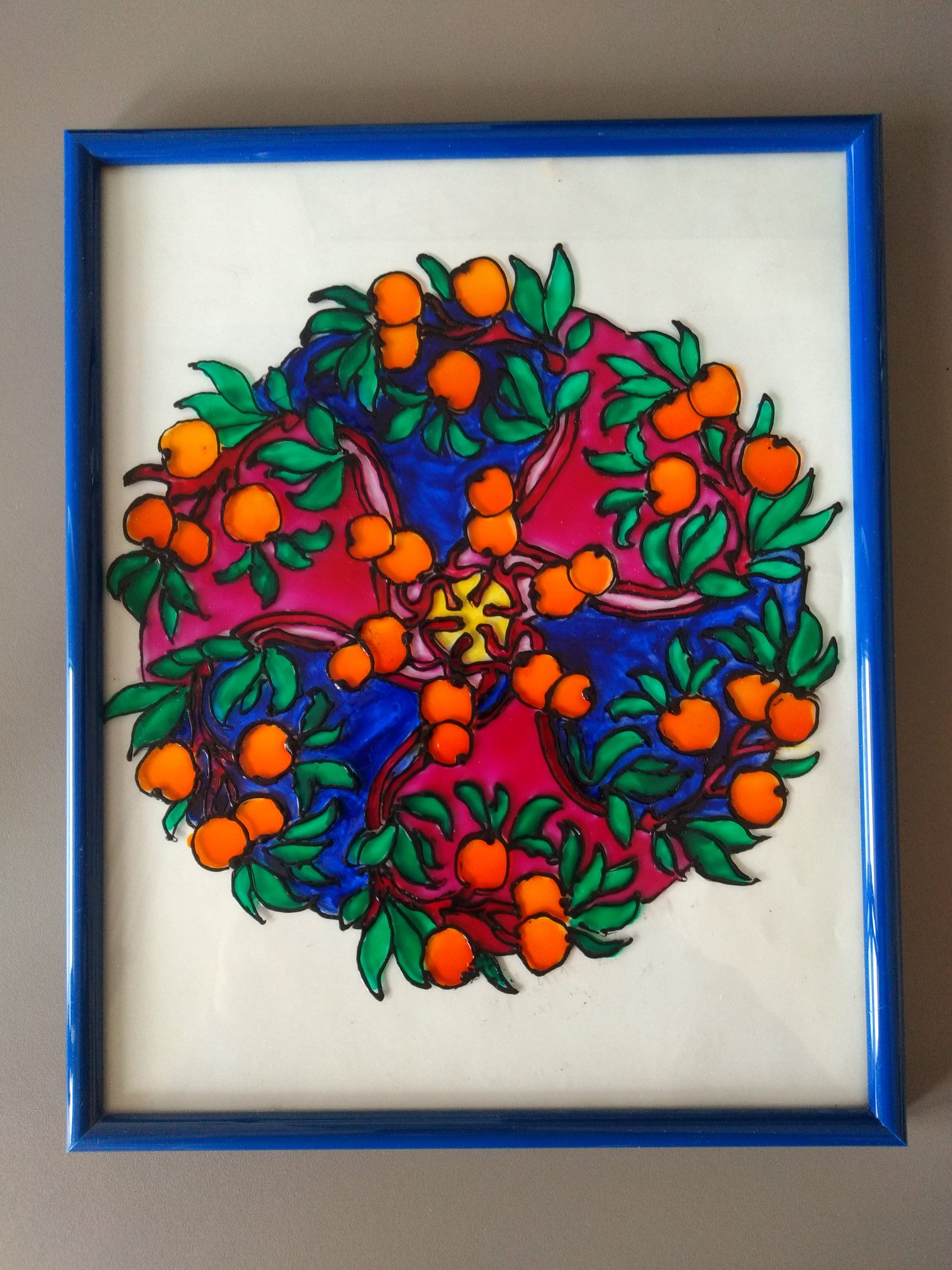 Painting on glass as a gift for your mother on mother's day or international women's day